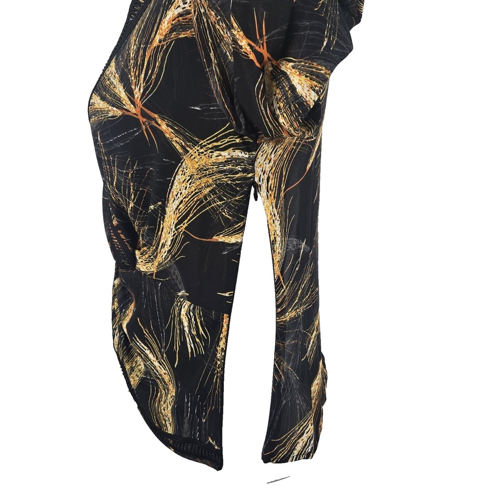 AIDEN Black Print Chiffon Twist Ruffle Shell Top Size Small S - Picture 7 of 8